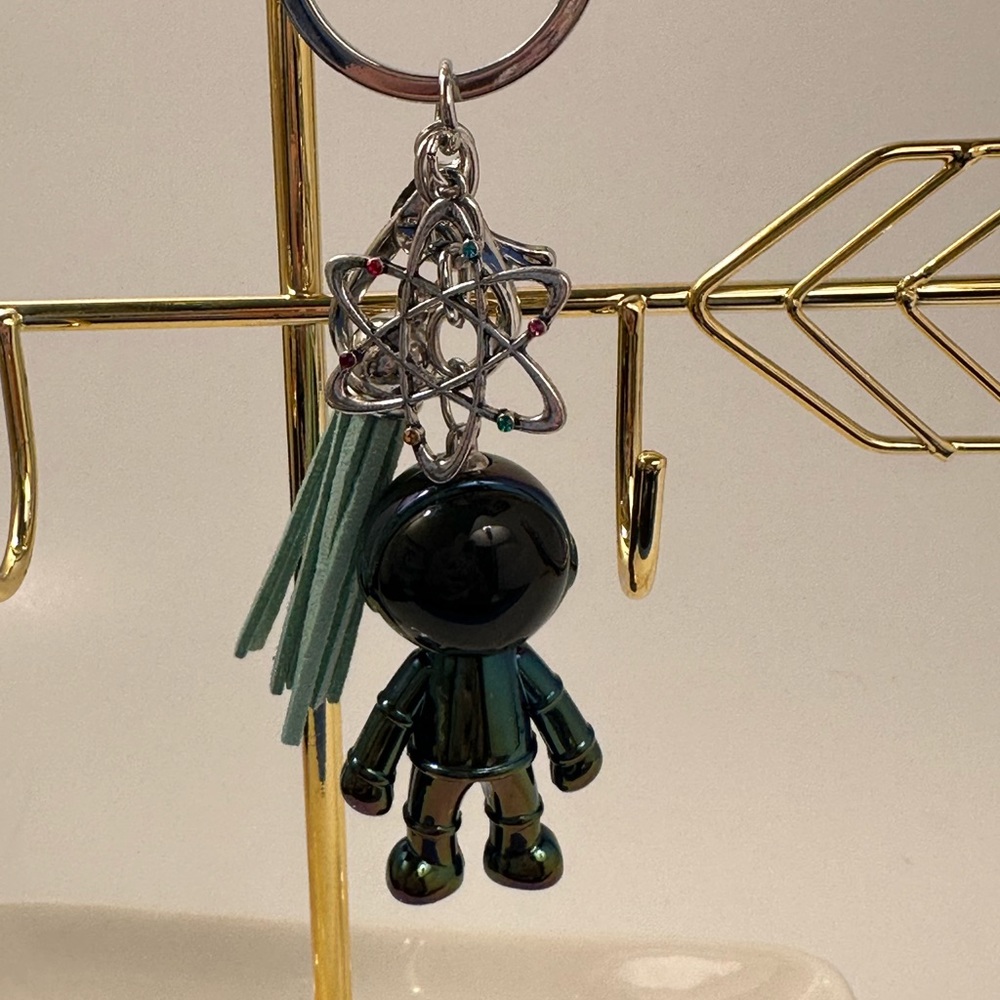 Astronaut Bag Charm Keychain Iridescent Black